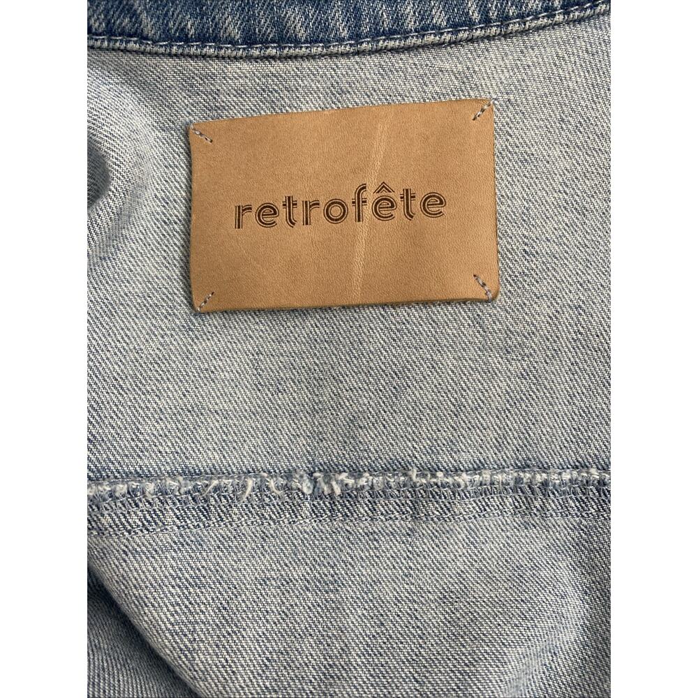 Retrofete Willa Mini Dress Light Blue Stone 3/4 Sleeve Notch Lapel Snap S - Picture 13 of 16